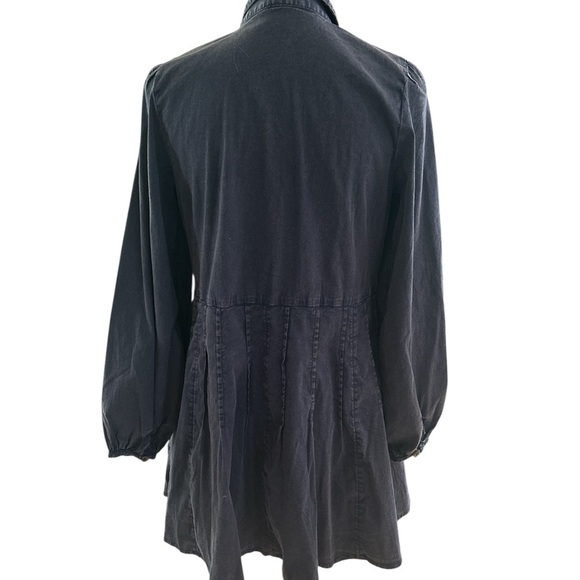 Free People Navy Blue Button up Peplum Shirt or Jacket Size Medium - Picture 2 of 8